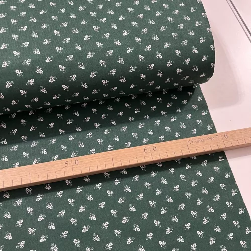 0,43 m EGYBEN KÉRHETŐ Sötétzöld a. fehér virágocska kékfestő jellegű pamutvászon