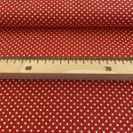 0,2 m Szál hibás EGYBEN KÉRHETŐ Piros alapon 2 mm-es kis pöttyös pamutvászon