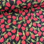Fekete alapon piros tulipános pamutvászon