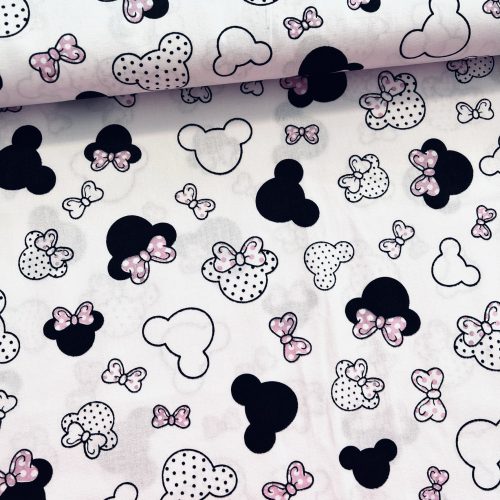 Fehér alapon rózsaszín Minnie-s 160 cm sz. pamutvászon