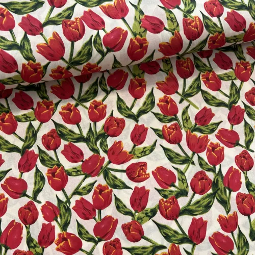 Vaj alapon tulipános pamutvászon