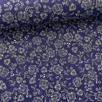 Indigókék alapon fehér pöttyös tulipános pamutvászon