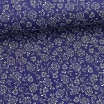 Indigókék alapon fehér pöttyös tulipános pamutvászon