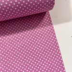 Rágógumi rózsaszín alapon 2 mm-es kispöttyös pamutvászon (Lt. mauve 7676)