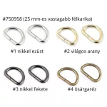 D-karika (félkarika) több színben és méretben
