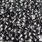 Fekete alapon FEHÉR tulipános viszkóz voile