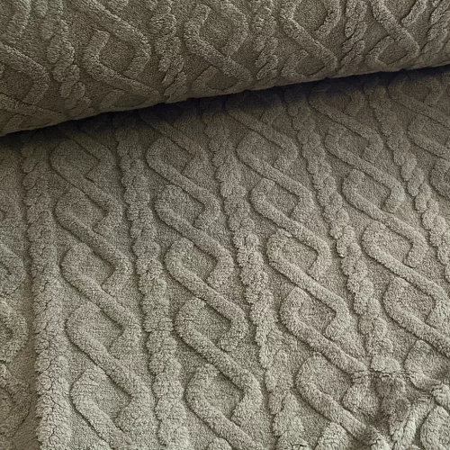 Trendi zöld egyszínű kötött dombor mintás (karácsonyi) wellsoft